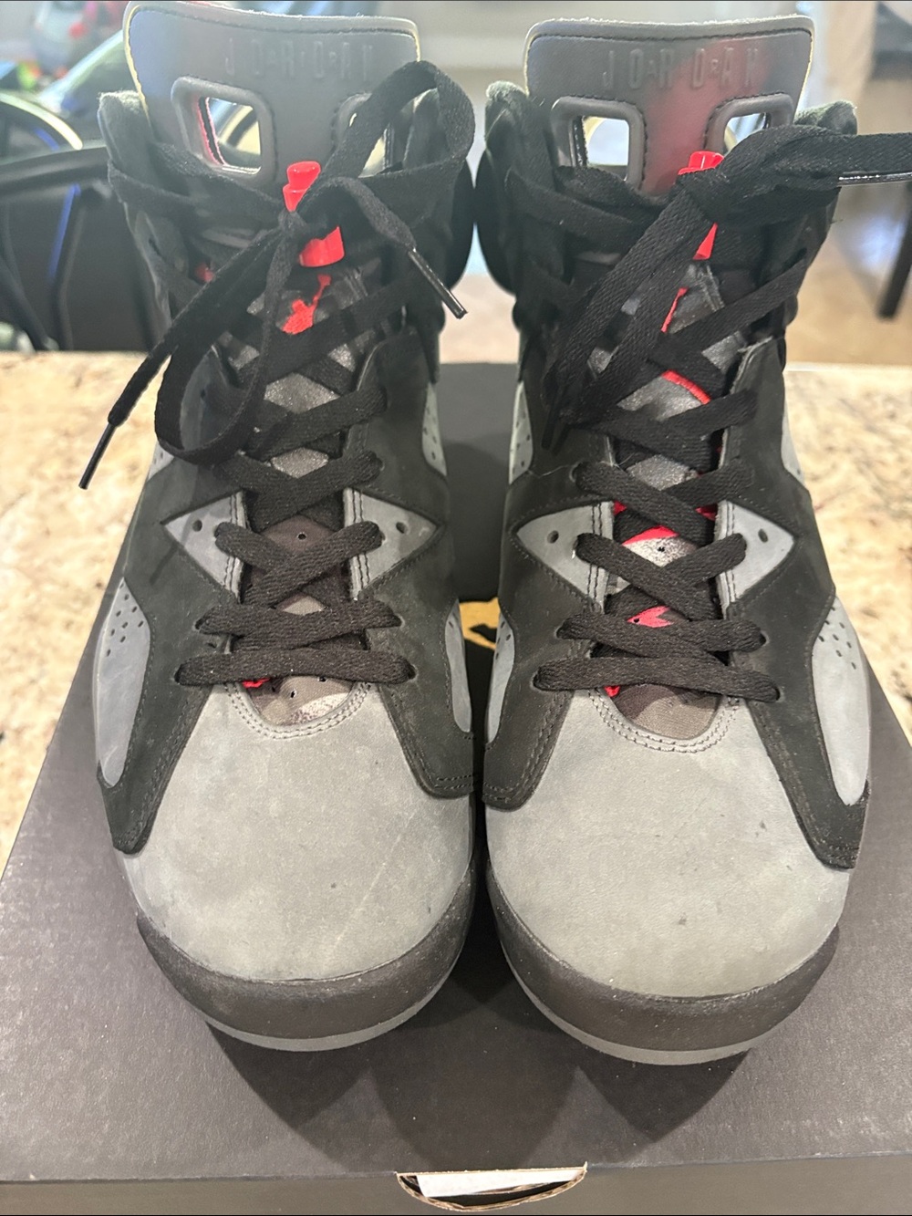 Jordan Men’s Sneakers in Gray, Black & Red. Paris Saint- Germain X Jordan 6